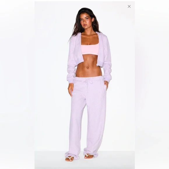 SOLD DO NOT BUY SKIMS Purple Heather Cotton Fleece Hoodie MEDIUM+ Matching Pant - Picture 2 of 10